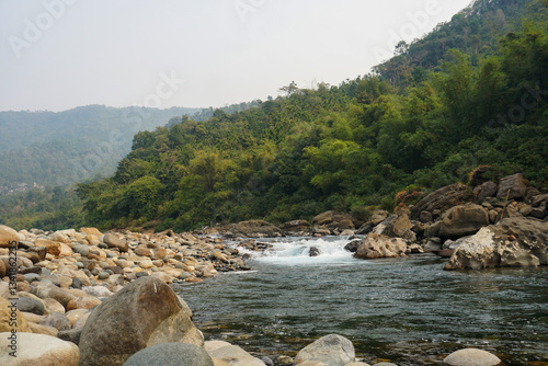 water flowing through rocky landscape