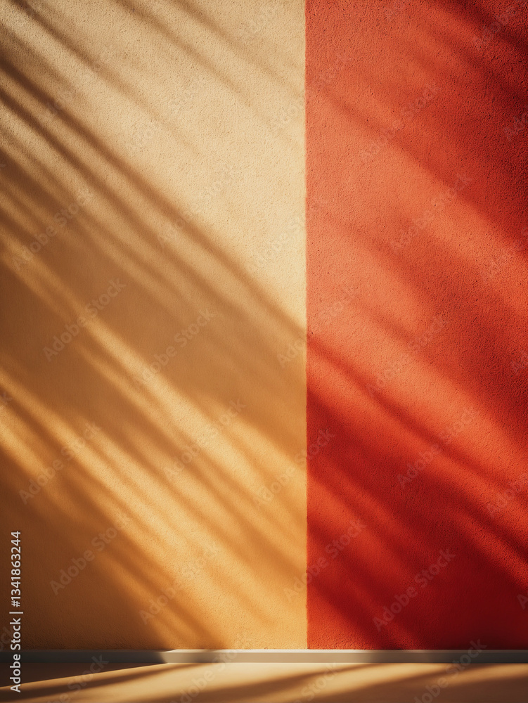 blurred foliage shadow on color wall. Beautiful background for presentation