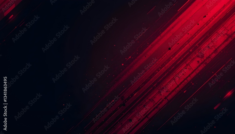 Fototapeta premium Abstract banner design featuring dark red grunge stripes. A geometric tech-inspired vector background.