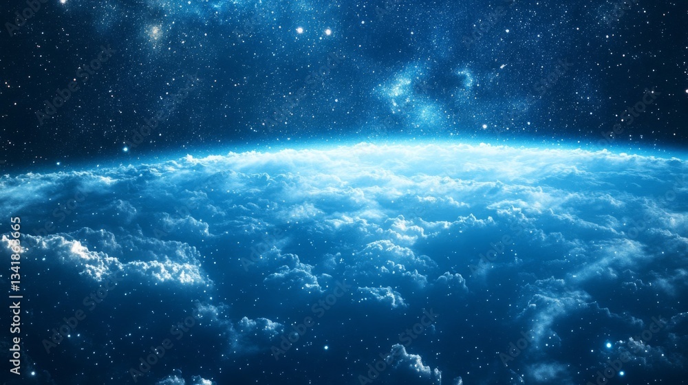 Fototapeta premium Blue Planet Earth From Space at Night