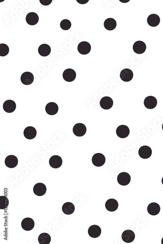 Seamless black polka dot pattern on white background