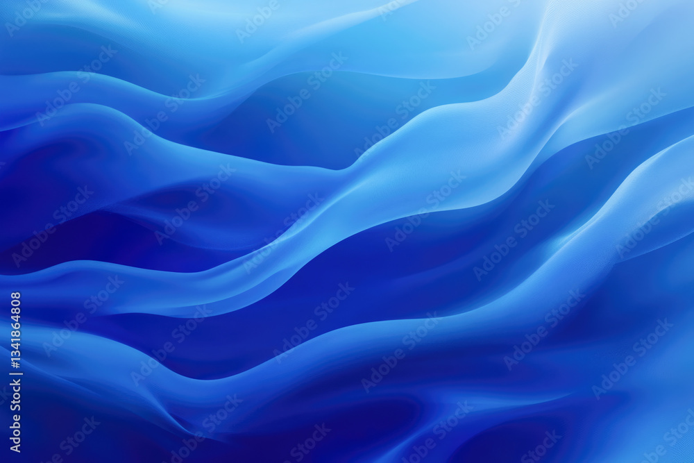 Fototapeta premium Abstract blue wave patterns creating fluid motion on a smooth surface
