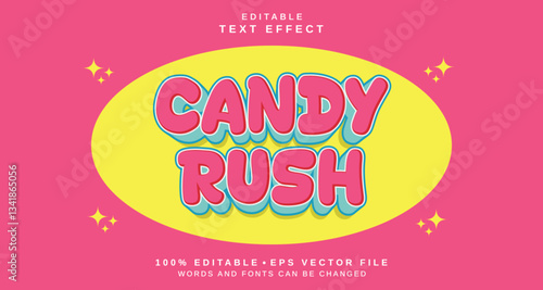 Editable text style effect - Candy Rush text style theme.