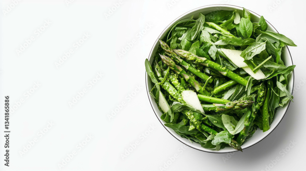 Fresh asparagus pasta salad with green vegetables for healthy summer lunch Fresh asparagus pasta salad with green vegetables for healthy summer lunch