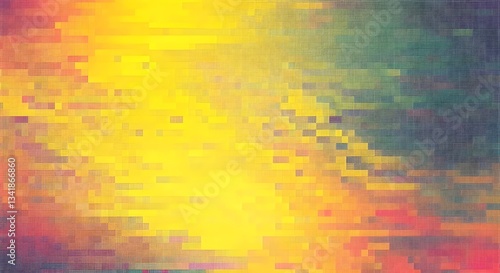Wallpaper Mural A holographic glitch pattern with shattered, pixelated textures in vibrant neon colors like yellow, pink, and green, Ai Generated Torontodigital.ca