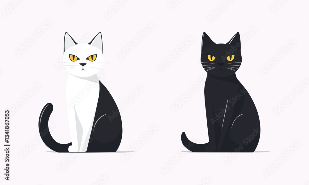 Fototapeta premium cat ,black and white, vector illustration