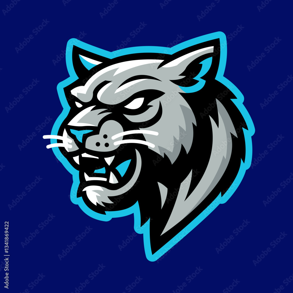 Obraz premium Powerful Puma Head Vector Sports Mascot Logo – Fierce Cougar Team Emblem for Esports & Athletic Branding