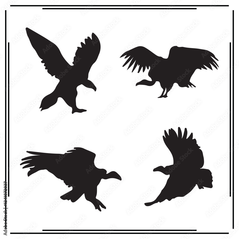 Obraz premium Vulture silhouette, Vulture illustration ,Vulture clipart, Vulture vector ,Vulture icon , black Vulture ,Vulture illustration on white background, Vulture vector illustration ,