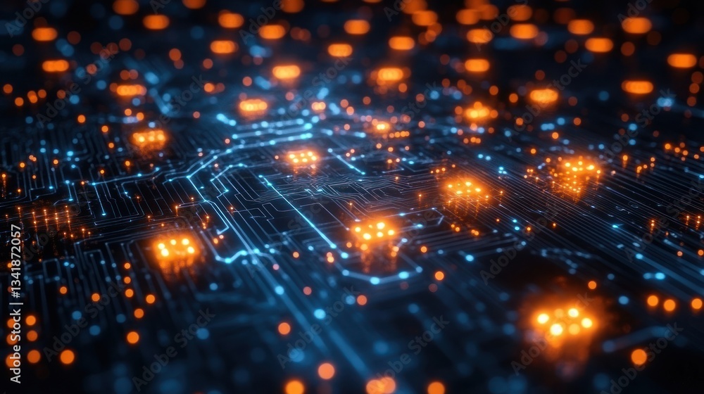 Abstract Circuit Board: Glowing Digital Network Abstract Circuit Board: Glowing Digital Network