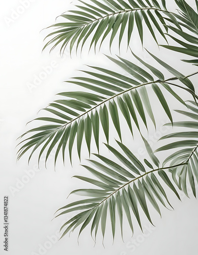  Palm leaves on a soft white background
