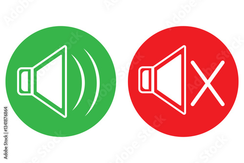 Sound off and on icon, an icon that increases and reduces the sound. Icon showing the mute. A set of sound icons with different Sound signal levels in a flat style. EPS 10