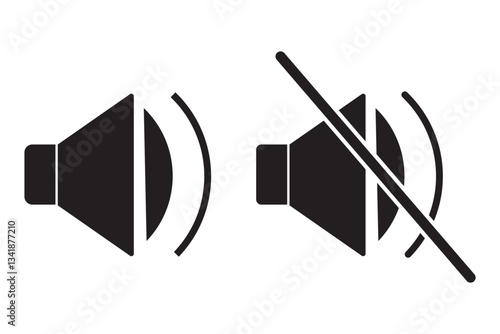 Sound Off and On, Mute speaker, sound off and On icon vector set collection. Volume, audio sign and symbol.