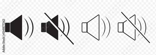 Sound Off and On, Mute speaker, sound off and On icon vector set collection. Volume, audio sign and symbol.