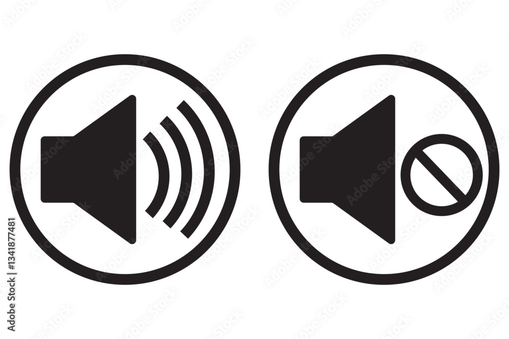 Sound Off and On, Mute speaker, sound off and On icon vector set collection. Volume, audio sign and symbol.