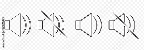 Sound Off and On, Mute speaker, sound off and On icon vector set collection. Volume, audio sign and symbol.