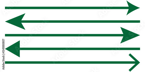 Set of long straight vector arrows