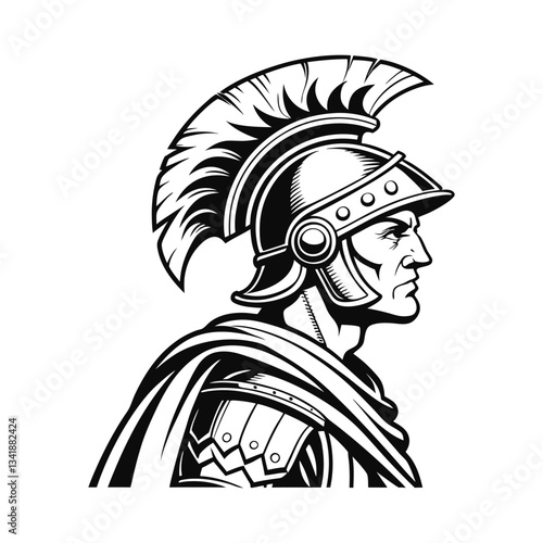 Spartan Soldier vector illustration, hand drawn style, isolated on a white background