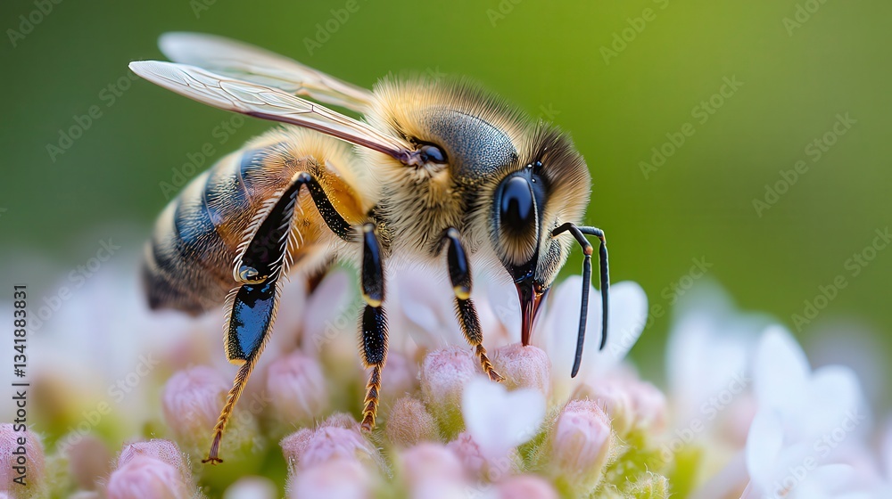 close up of bee on the flower, bee on flower in the nature close up of bee on the flower, bee on flower in the nature