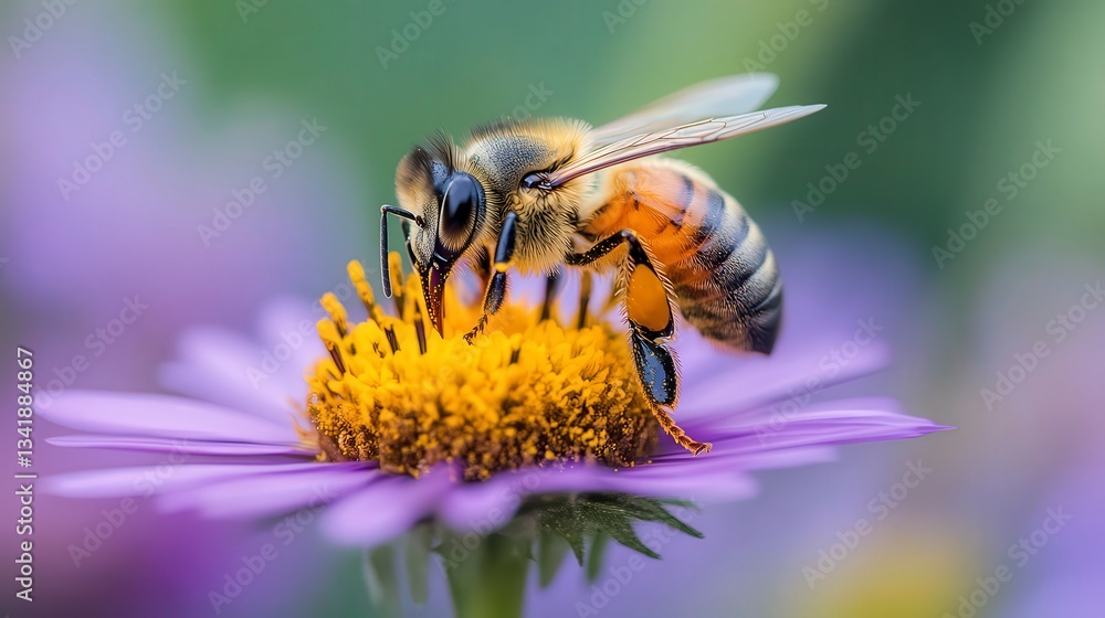 close up of bee on the flower, bee on flower in the nature close up of bee on the flower, bee on flower in the nature