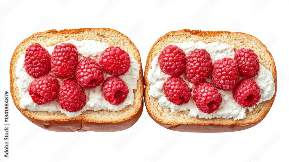 Fresh raspberries and cream cheese sandwich - summer snack inspiration Fresh raspberries and cream cheese sandwich - summer snack inspiration