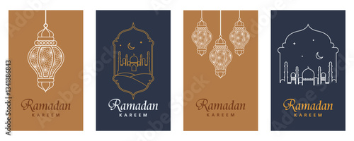 Ramadan Kareem Generous Ramadan greetings for Islam religious festival Eid with illuminated lamp