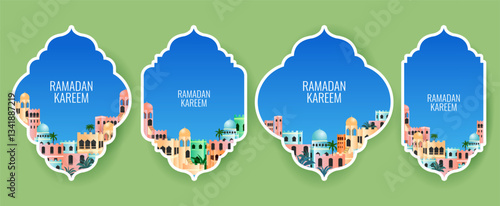 Ramadan Kareem Generous Ramadan greetings for Islam religious festival Eid with illuminated lamp