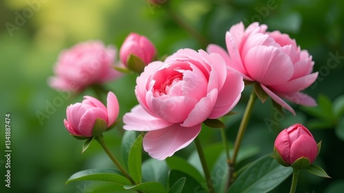 Wallpaper Mural pink open peony in a green field Torontodigital.ca