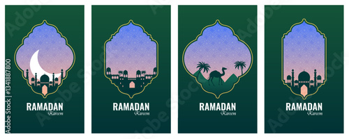 Ramadan Kareem Generous Ramadan greetings for Islam religious festival Eid with illuminated lamp