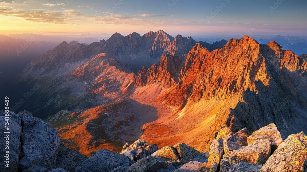 Naklejka premium Majestic Sunset over the Alpine Mountains