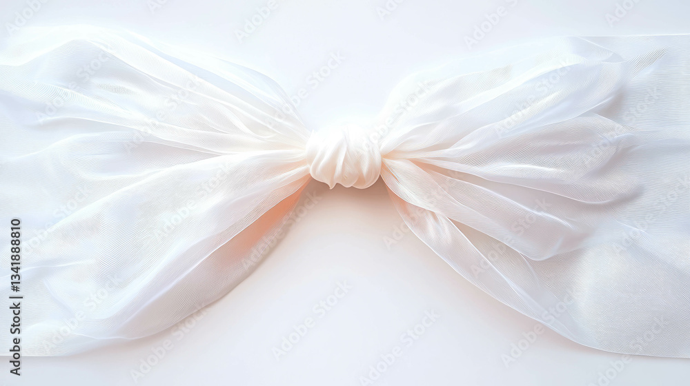 Elegant sheer ribbon bow on white background for gift wrapping and decoration Elegant sheer ribbon bow on white background for gift wrapping and decoration