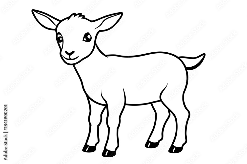 baby goat line art silhouette vector illustration baby goat line art silhouette vector illustration