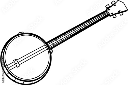 banjo line art silhouette vector illustration