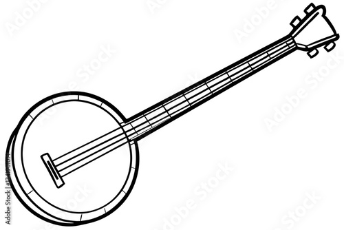 banjo line art silhouette vector illustration