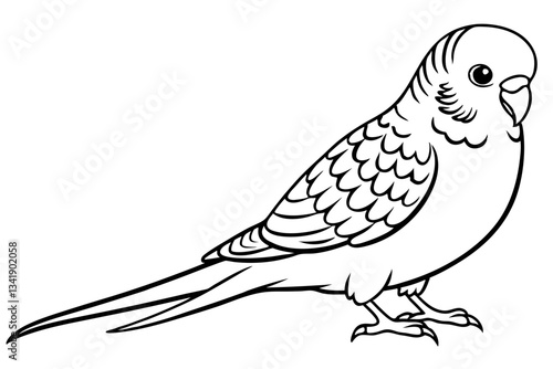 budgerigar budgie line art silhouette vector illustration