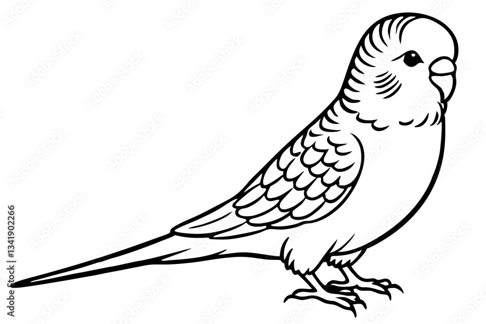 Fototapeta premium budgerigar budgie line art silhouette vector illustration