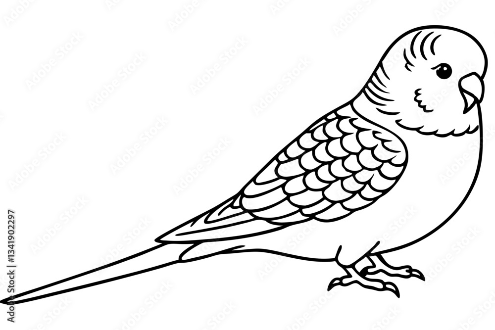 Fototapeta premium budgerigar budgie line art silhouette vector illustration