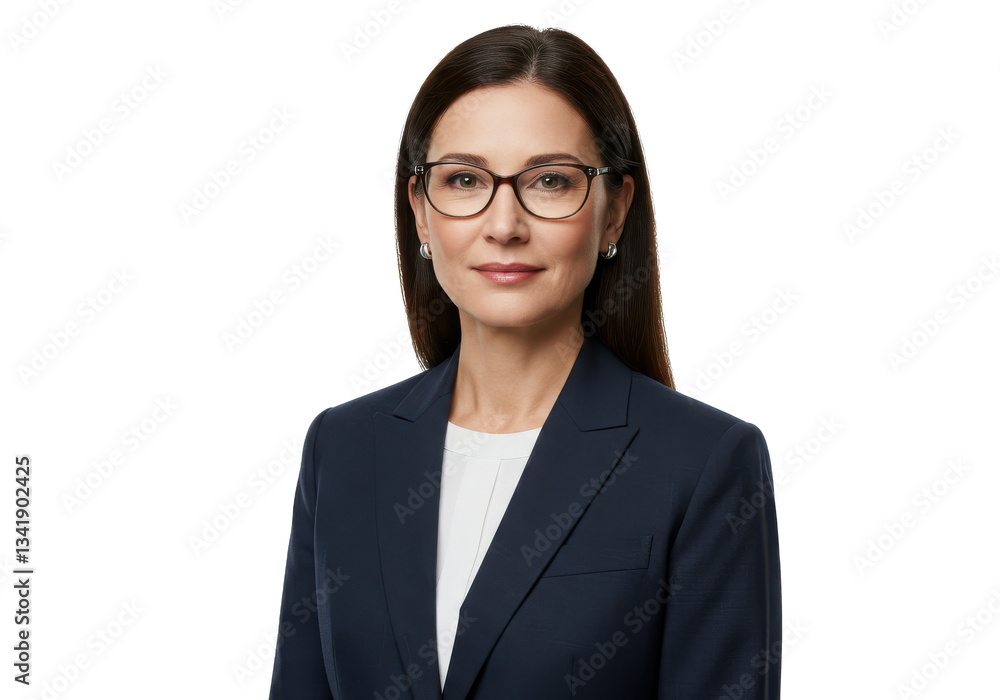 Middle aged business woman with eyeglasses isolated on White background Middle aged business woman with eyeglasses isolated on White background