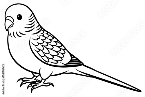 budgerigar budgie line art silhouette vector illustration