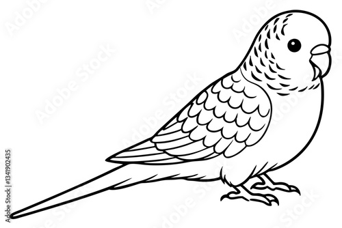 budgerigar budgie line art silhouette vector illustration