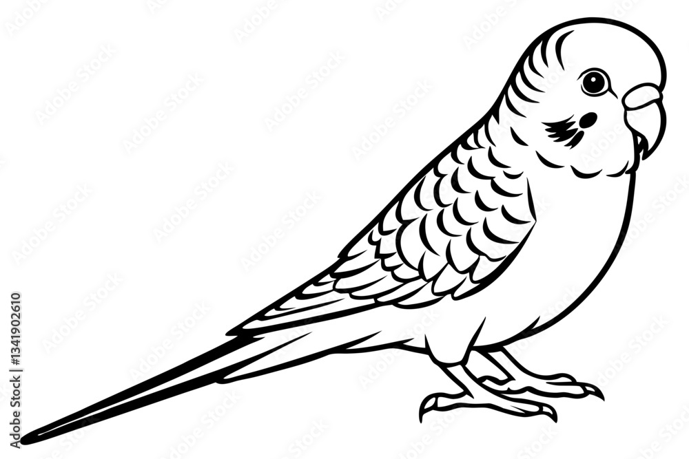 Fototapeta premium budgerigar budgie line art silhouette vector illustration