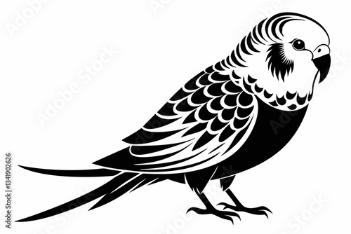 budgerigar budgie line art silhouette vector illustration