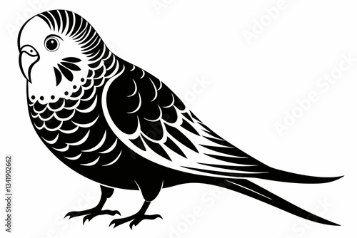 budgerigar budgie line art silhouette vector illustration