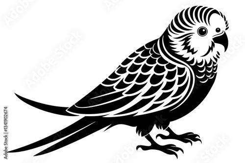 budgerigar budgie line art silhouette vector illustration