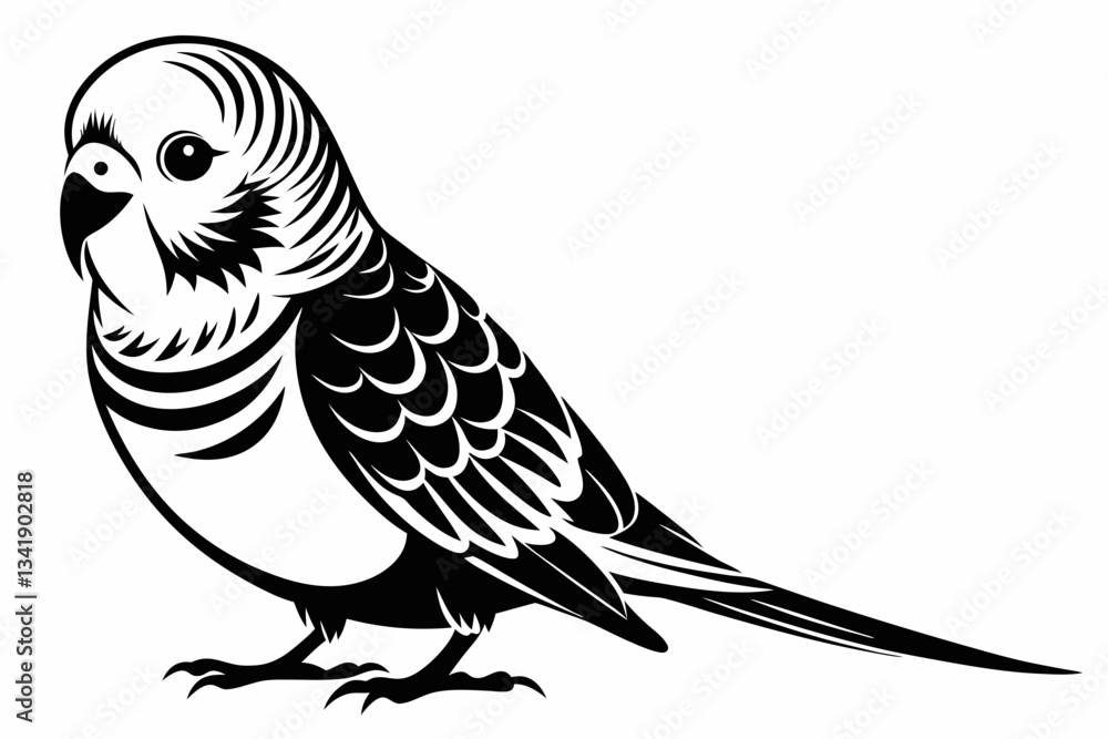 Obraz premium budgerigar budgie line art silhouette vector illustration