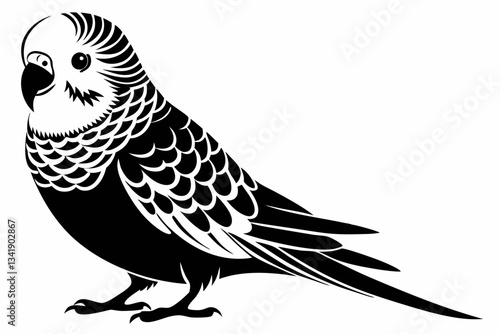 budgerigar budgie line art silhouette vector illustration