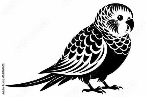 budgerigar budgie line art silhouette vector illustration