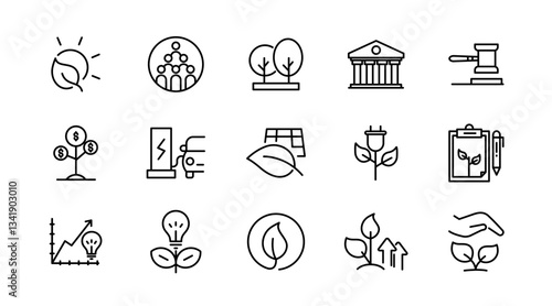 ESG, Environmental Social Governance line icon set. Ecology, human rights, sustainability, diversity, net zero, climate crisis, recycle, outline icon collection. UI thin outline icon pack