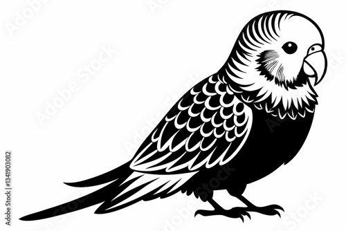 budgerigar budgie line art silhouette vector illustration