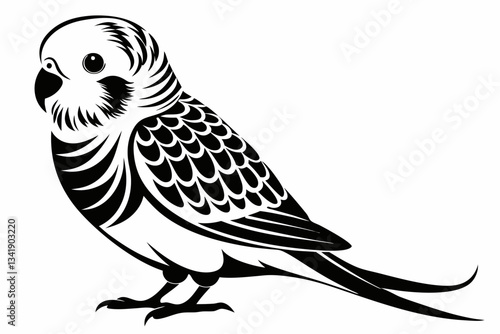 budgerigar budgie line art silhouette vector illustration