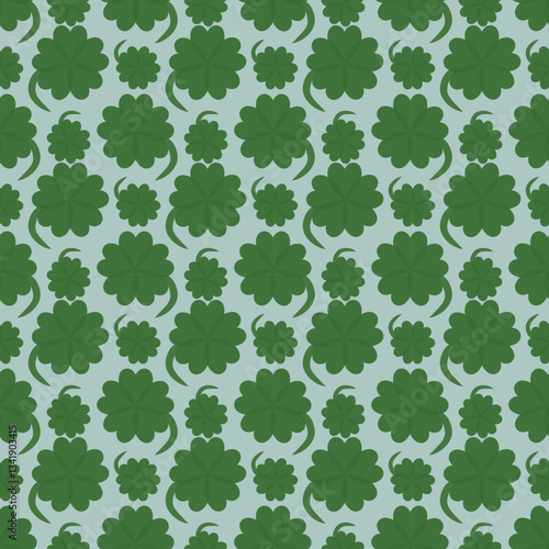 seamless floral pattern with green clover leaf